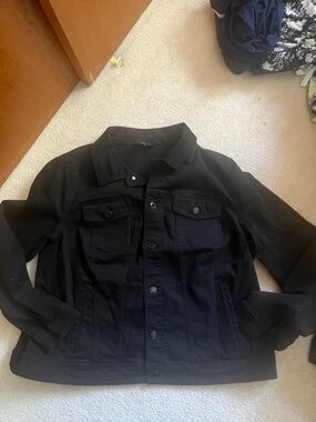 Talbots Black Denim Jacket - Women's Classic Trucker Sz 1X